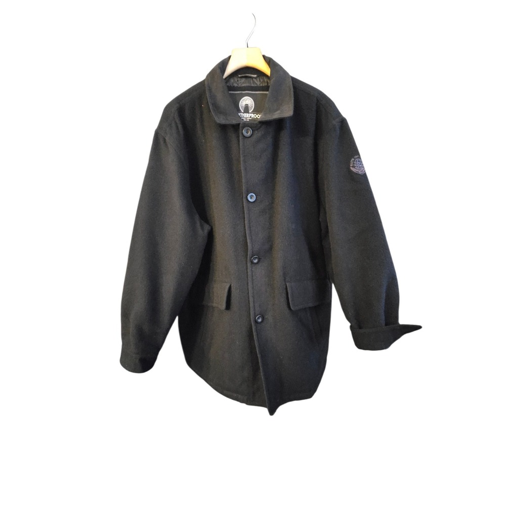 Weatherproof Mens XL Black Wool Blend Car Coat Elite of Lexus 2003 Button Jacket